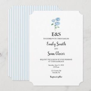 Invitation Fleur d'hortensia bleue Monogramme de mariage à ra