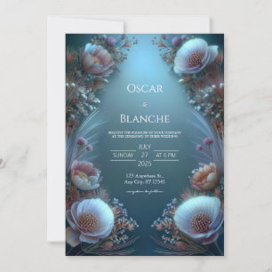 Invitation Fleur d'ivoire lumineuse Mariage botanique éthéré