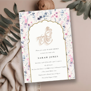 Invitation Fleur d'or Blush Baby shower indien Krishna