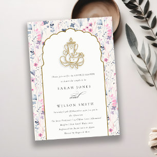 Invitation Fleur d'or Blush Ganesh Indian Couples Douche
