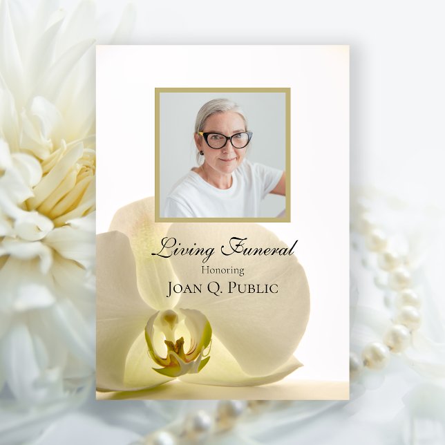 Invitation Fleur d'orchidée sur White Living Funeral Party (Créateur téléchargé)