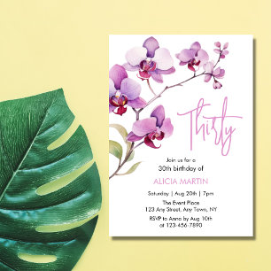 Invitation Fleur d'orchidées pourpres 30e anniversaire