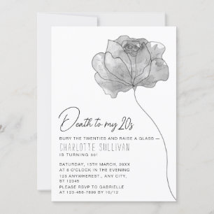 Invitation Fleur élégante "Mort à mes 20 ans" 30e anniversair