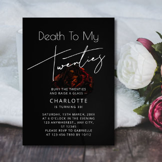 Invitation Fleur élégante "Mort à mes 20 ans" 30e anniversair