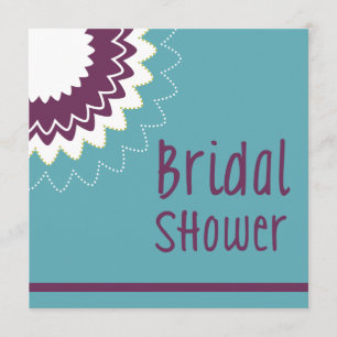 Invitation Fleur en fleurs - violet et vert