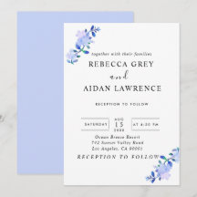 fleur et feuilles de style aquarelle bleu poussiér