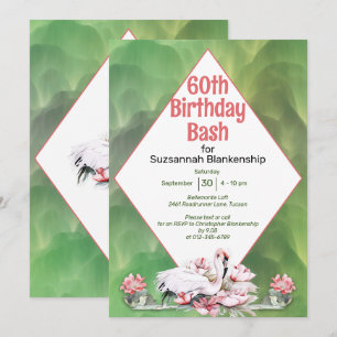 Invitation Fleur et Flamant rose tropicaux Fête sur mesure