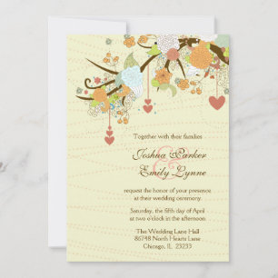 Invitation Fleur fantaisie romantique + mariage du coeur