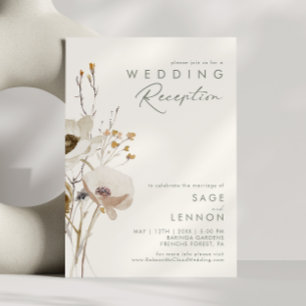 Invitation Fleur Fantaisiste   Réception de Mariage en Ivory