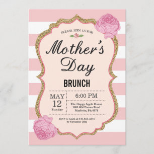 Invitation Fleur florale de rose d'invitation de brunch de