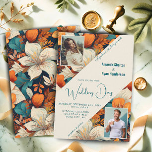 Invitation Fleur Florale Tropicale Élégante Photo de Mariage