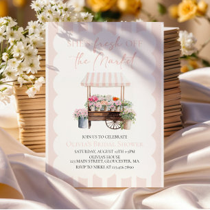 Invitation Fleur fraîche du marché Chariot de fleurs Shower d
