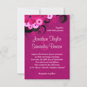 Invitation Fleur Fuchsia foncée 3,5 po x 5 po Invite Mariage