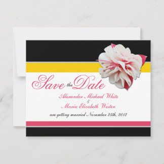 Invitation Fleur Fuchsia Rose Jaune Mariage Économisez les Da