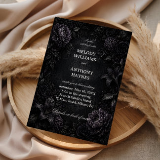 Invitation Fleur Gothique Élégante Sombre Vintage