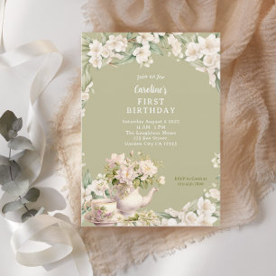 Invitation Fleur Jardin Tea Party N'importe quel âge Annivers