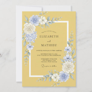 Invitation Fleur Jaune Bleue Fleurir Mariage