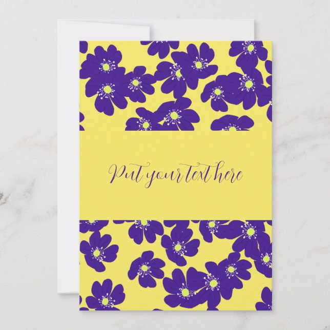 Invitation Fleur jaune et violet personnalisée (Devant)