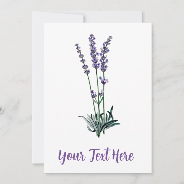 Invitation Fleur Lavande Vintage personnalisée (Devant)