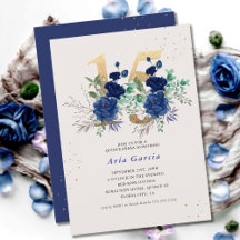 Fleur Numéro 15 Quinceanera Royal Bleu et Or