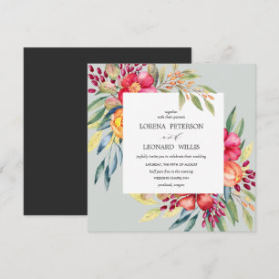 Invitation Fleur peinte Moderne ÉLÉGANT Rustique carré