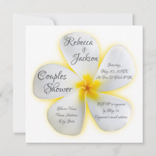 Invitation Fleur Plumeria Blanche, Jaune, Douche Couples,