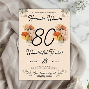 Invitation Fleur radiante 80e anniversaire Jubilé