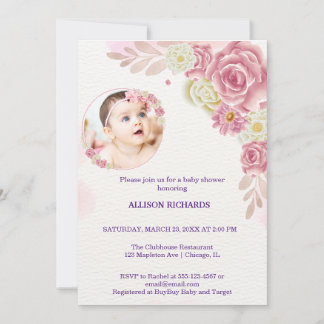 Invitation Fleur rose