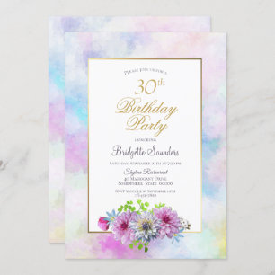 Invitation Fleur rose 30e fête d'anniversaire