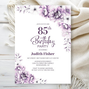 Invitation Fleur rose 85e fête d'anniversaire
