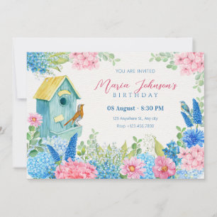 Invitation Fleur rose bleu