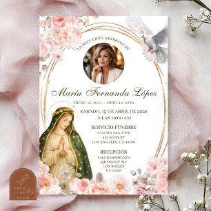 Invitation Fleur rose Dame de Guadalupe catholique espagnol F