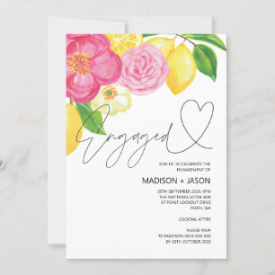 Invitation Fleur rose d'été et Fête du citron