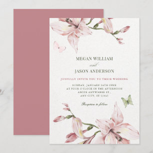 Invitation Fleur rose esthétique mariage en fleurs