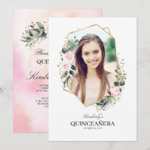 Fleur rose et or Confetti Quinceanera Photo