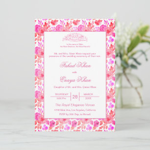 Invitation Fleur Rose Islamique Musulmane Nikkah Mariage