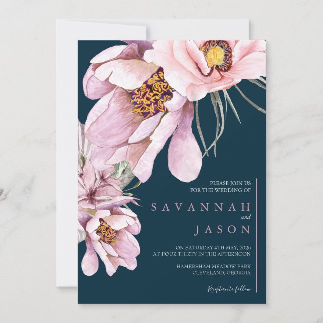 Invitation Fleur rose Mariage de tournesol Inviter (Devant)