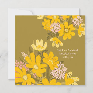 Invitation Fleur rose papillon jaune printemps Nous sommes en
