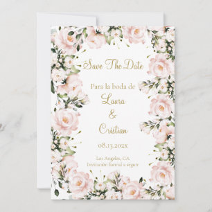 Invitation Fleur rose vif enregistrer la date
