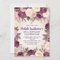 Fleur rose violet vintage 80e anniversaire