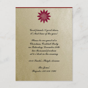 Invitation Fleur rouge moderne de poinsettia sur l'arrière -
