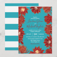 Fleur rouge turquoise Oriental Floral Mariage