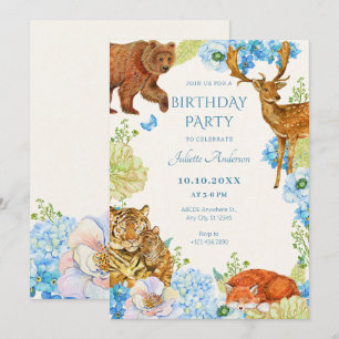 Invitation Fleur safari forêt nature anniversaire