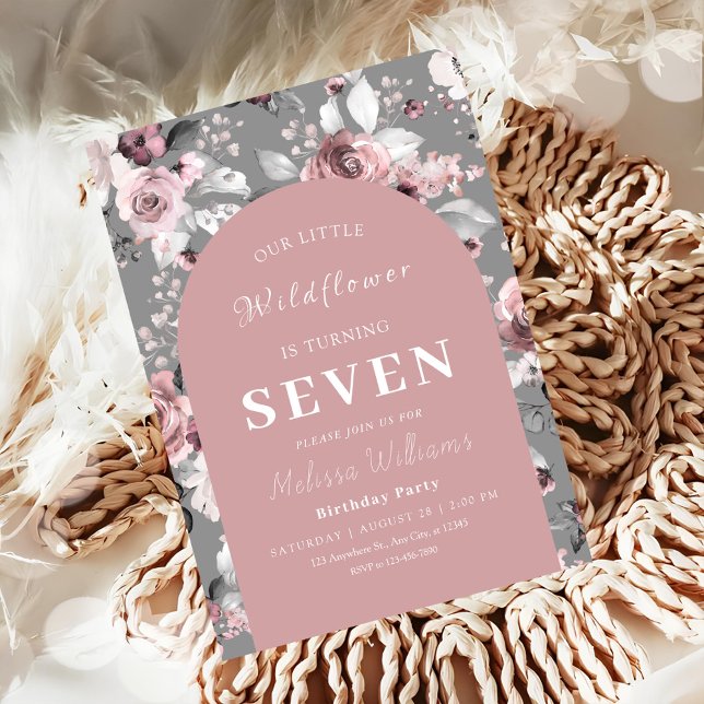 Invitation Fleur sauvage 7e anniversaire (Créateur téléchargé)