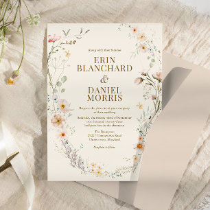 Invitation Fleur sauvage aquarelle rose bohème