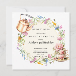 Invitation Fleur sauvage aquarelle Tea Party