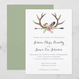 Invitation Fleur sauvage Arrow et Antlers Mariage
