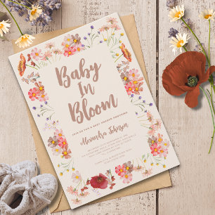 Invitation Fleur sauvage Baby in Bloom Baby shower d'automne