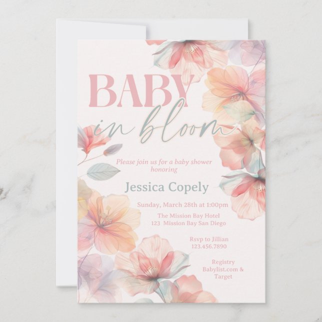 Invitation Fleur sauvage, Baby in Bloom, Baby shower Invitati (Devant)