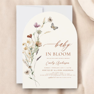 Invitation Fleur sauvage Baby in Bloom Baby shower Terracotta